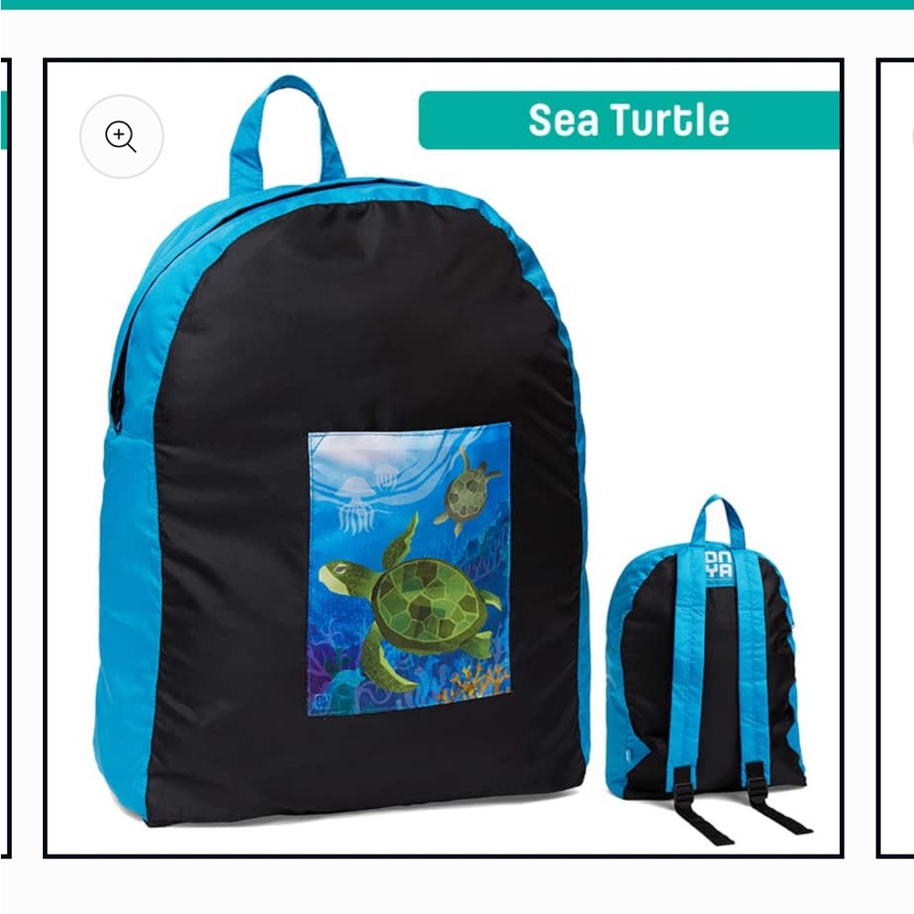 ONYA Sea Turtle Recycled Stuffable Backpack bulk/blue